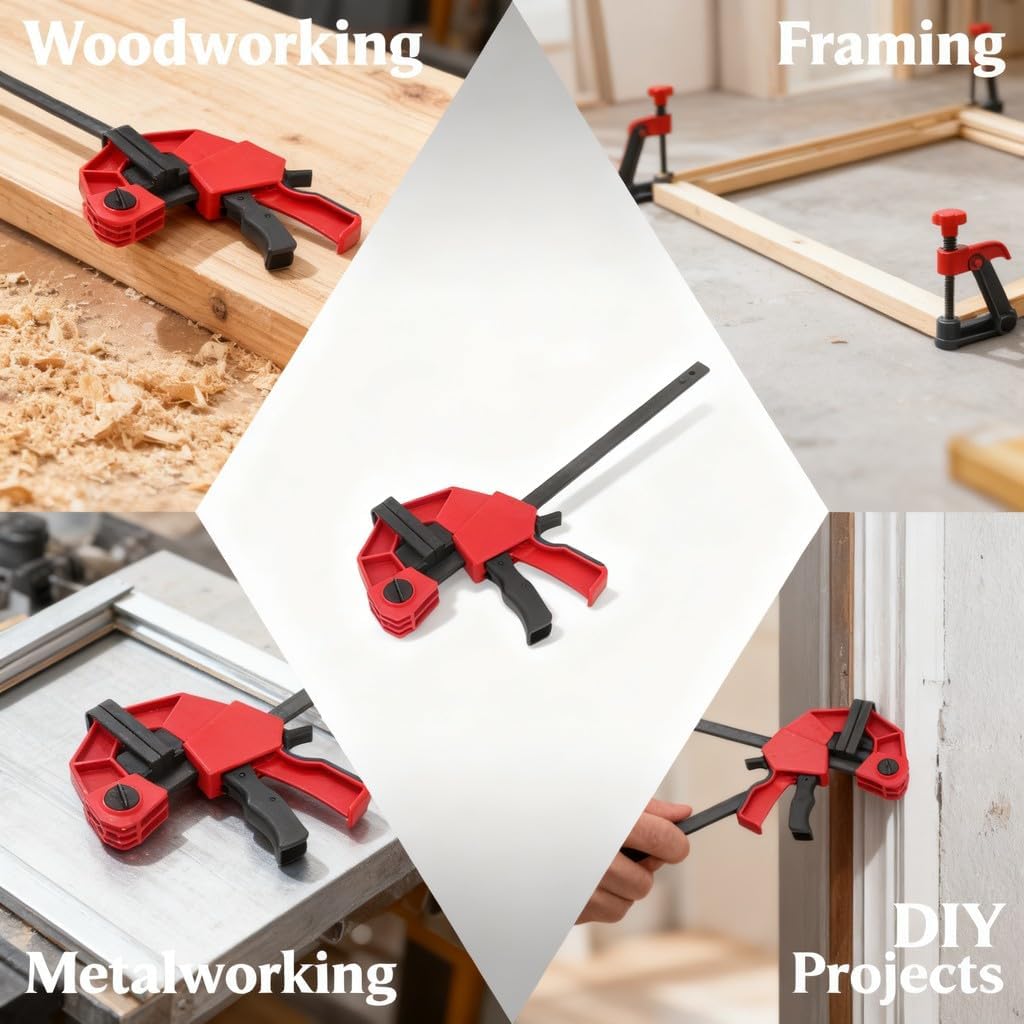 Bar Clamp 12 Inch 310mm Clamping Range, Heavy Duty Wood Bar Clamp, 235kg Pressure Capacity - Fast Change Spreader, Durable Nylon and Steel, Ideal for Woodworking Clamps
