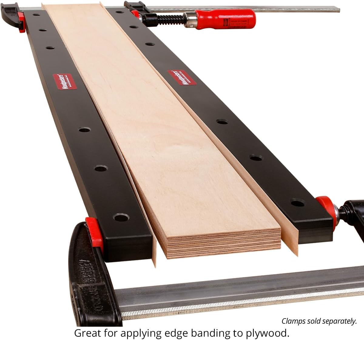 Woodpeckers Phenolic Clamping Cauls, 2-Pack, 48 Inch Panel Clamps, Cambered Design Delivers Even Pressure for Flat Panel Glue-Ups, Shop-Grade Durability - CAUL48X2-23