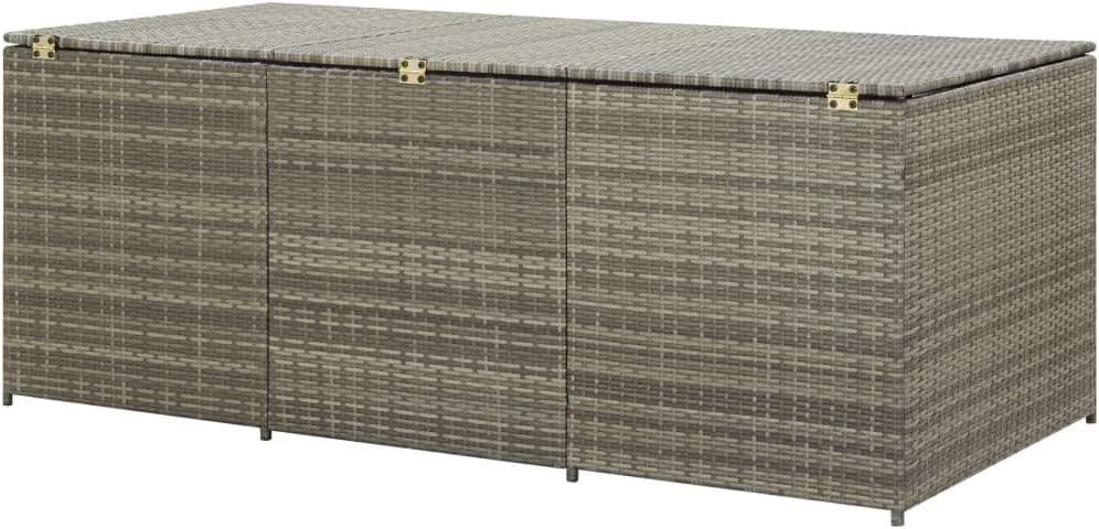 Garden Storage Box Indoor/Outdoor Storage Container and Gardening Tools - Store Items on Patio, Garage, Yard.Poly Rattan 70.9'x35.4'x29.5' Gray