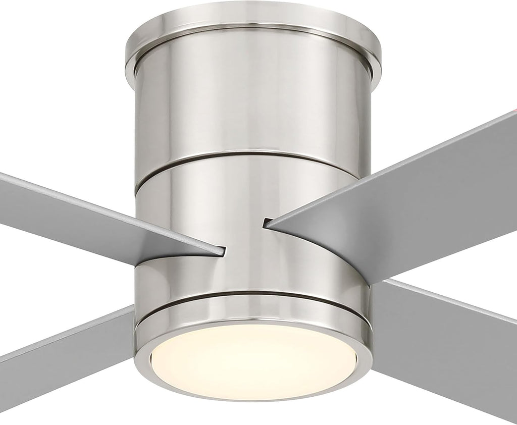 MINKA-AIRE F797L-BN/SL Falco 54' 4-Blade LED Flush Mount Ceiling Fan - Brushed Nickel and Silver Finish Blades with Etched Lens