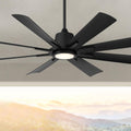 Casa Vieja 54' Inspirit Modern Indoor Outdoor Ceiling Fan 8 Blade LED Light Remote Control Matte Black Finish Blades Bedroom Patio Living Room Kitchen Damp Rated Decorative DC Motor Garage Exterior