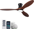 52' Smart Ceiling Fans with Lights and Remote, Compatible with Voice WIFI Alexa App Control,Solid Wood Blades,Reversible,6 Speed,Dimmable,Indoor/Outdoor Ceiling Fans for Living Room,Bedroom,Patio