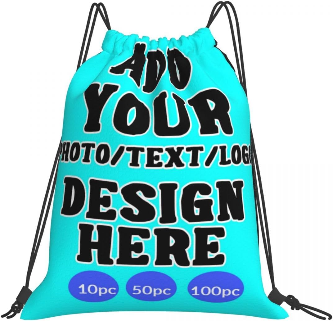 Custom Drawstring Backpack Set Of 10/50/100 Personalized Draw String Back Bag With Your Logo for Gym, Travel & Everyday Style12