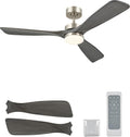 VONLUCE Wood Ceiling Fan with Lights, 52 Inch Ceiling Fan and Remote, 6 Speed Reversible Noiseless DC Motor, 3CCT, Solid Wood Outdoor Ceiling Fan for Patios Farmhouse, Grey