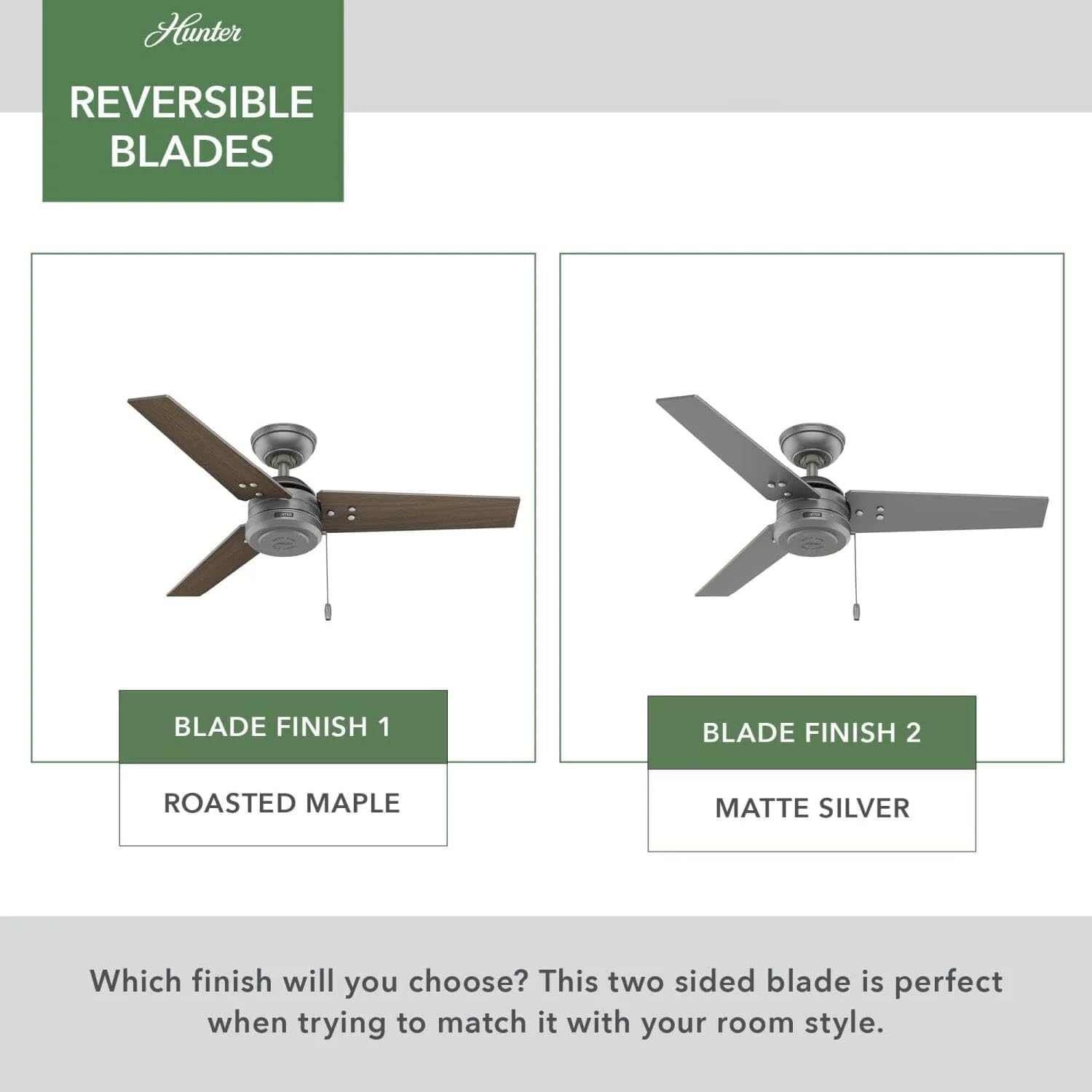 Hunter Fan 44 inch Contemporary Matte Silver Outdoor Ceiling Fan with Pull Chain (Renewed)