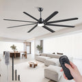 Modern 84 Inch Led Ceiling Fans With Lights, 1-6 Wind Speeds 3cct Black 84' Indoor | Outdoor Large Ceiling Fans With Lights And Remote For Warehouses Patios Porch Barns