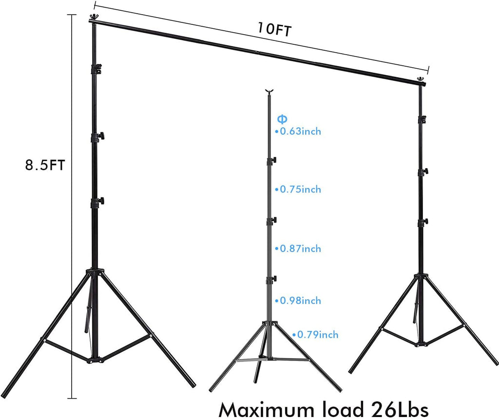 SLOW DOLPHIN 10 x 8.5 ft Photography Photo Video Studio Background Stand Support Kit with Muslin Backdrop (White Black), 5500K 85W LED Blub, Umbrella Lighting Kit for Studio, Portrait, Video Shooting