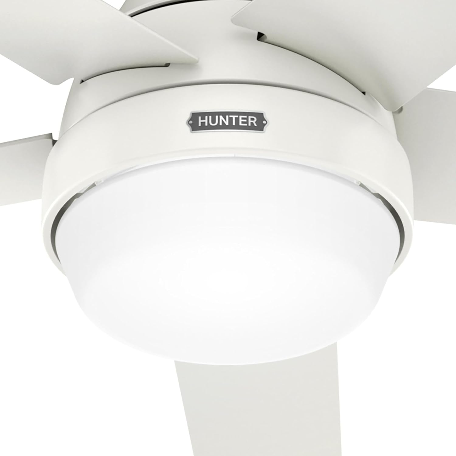 Hunter - Aerodyne Indoor Ceiling Fan With Light, Remote, 60-inch, Fresh White, Casual-style, 6-speed DC Motor, Energy Star, WiFi Smarthome, 52832, for living rooms, bedrooms, home offices, kitchens