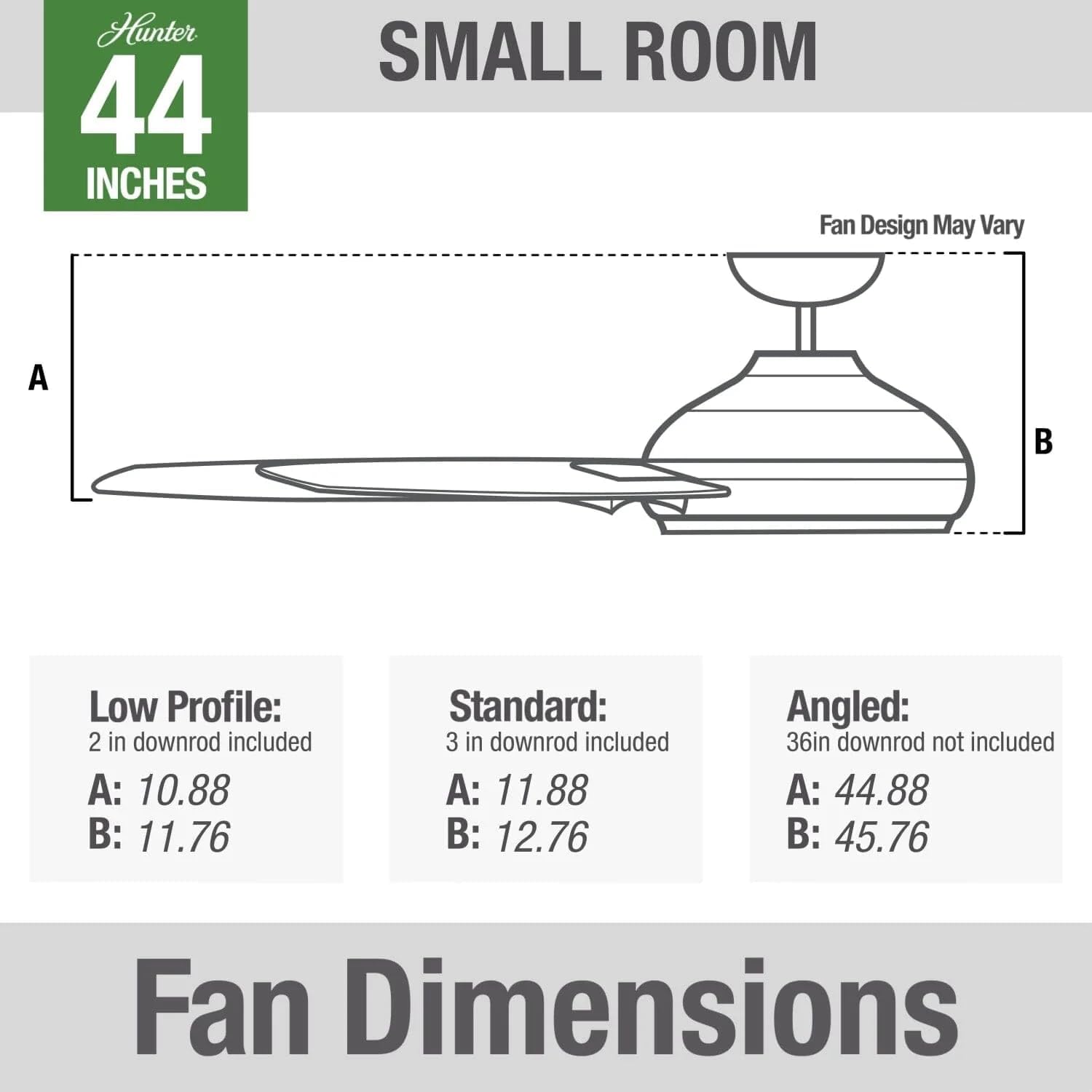 Hunter Fan 44 inch Contemporary Matte Black Indoor/Outdoor Ceiling Fan with 6 Blades (Renewed)