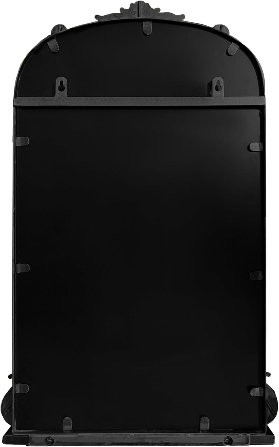 Kate and Laurel Arendahl Traditional Vintage Arch Mirror with Shelf, 16 x 25, Black, Baroque Antique Arched Wall Mirror with Functional Shelf and Ornate Frame