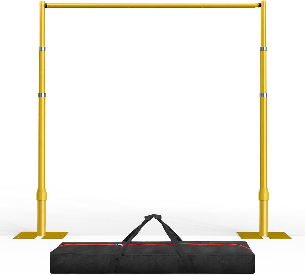EMART Pipe and Drape Backdrop Stand Kit, 8.9ftx10ft Heavy Duty Adjustable Photo Background, Metal Frame with Flat Base for Wedding, Birthday Party, Banquet Decorations - Gold