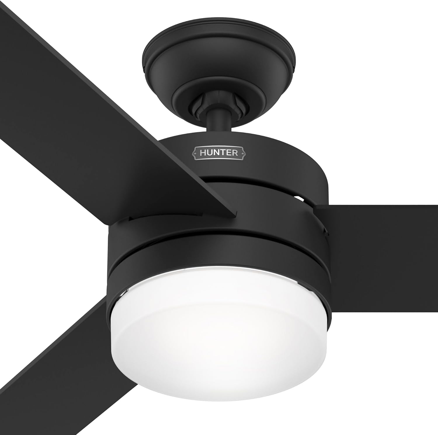 Hunter Fan 54 inch Ceiling Fan with Lights and Remote, Outdoor or Indoor Black Modern Ceiling Fan for Porch, Living Room, Office, Kitchen (Renewed)