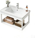 Modern Corner Bathroom Vanity，Easy-to-Clean Bathroom Sink Cabinet ，Floating Vanity Bathroom Vanity Open Shelf ，for Guest Baths Master Suites(31in)