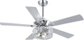 52' Ceiling Fan with Crystal Light Remote Control, 5 Reversible Blades, Quiet DC Motor, 6-Speed, Timer, Modern Crystal Caged Ceiling Fan Chandelier for Bedroom Living Room, Chrome