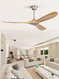Sofucor 60 Inch Ceiling Fan no Light, Modern Wood Large Ceiling Fan with Remote and 3 Brushed Nickel Downrods, for Indoor Bedroom Living Room Outdoor Patio Porch, Reversible Quiet DC Motor