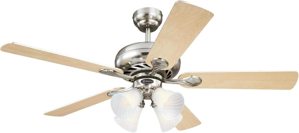 Westinghouse Lighting 7235900 Swirl Indoor Ceiling Fan with Light, 52 Inch, Brushed Nickel