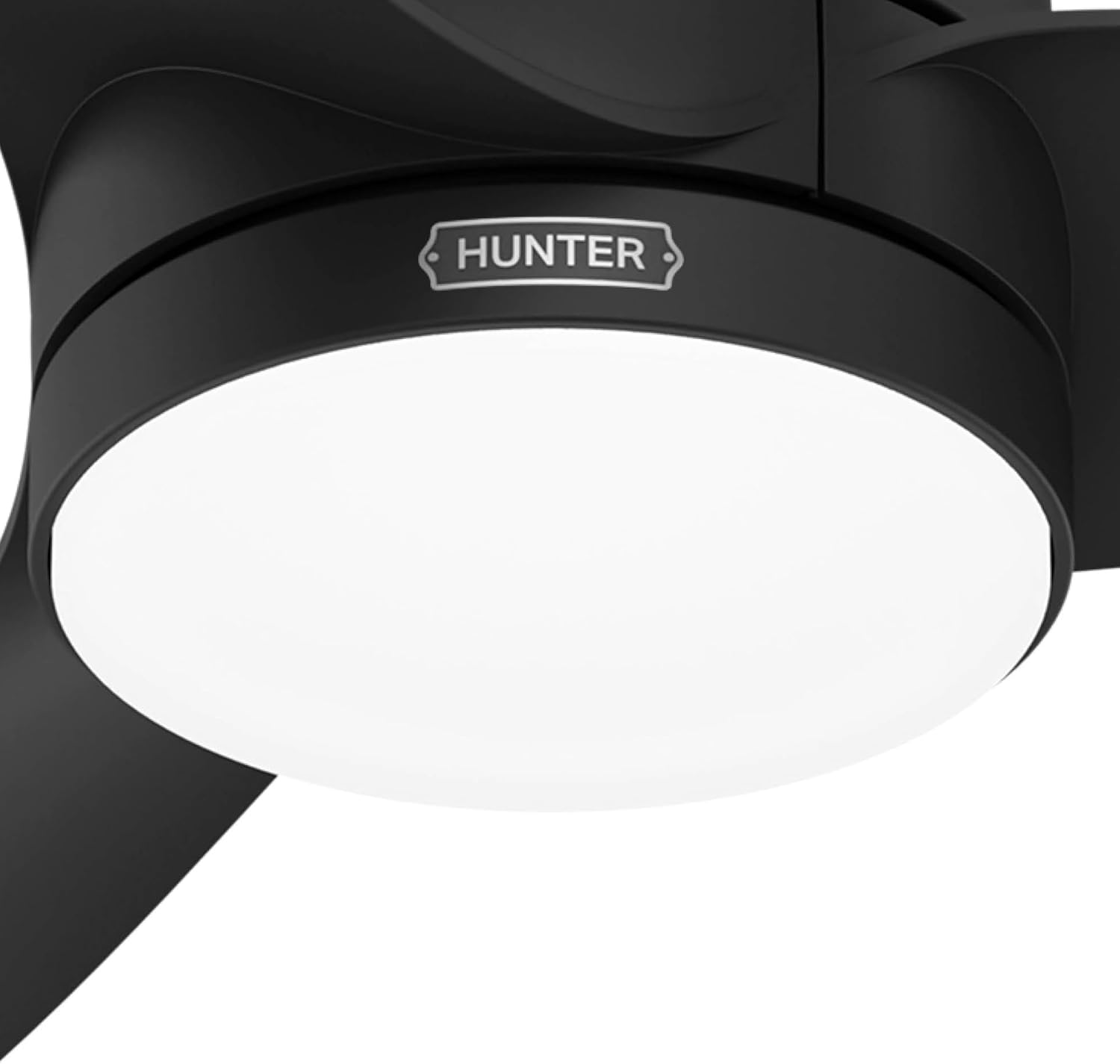 Hunter Fan 52 inch Indoor Ceiling Fan with LED Light, Matte Black Ceiling Fan with Remote, For Bedroom, Office, Kitchen, Living Room, 3 Blades (Renewed)