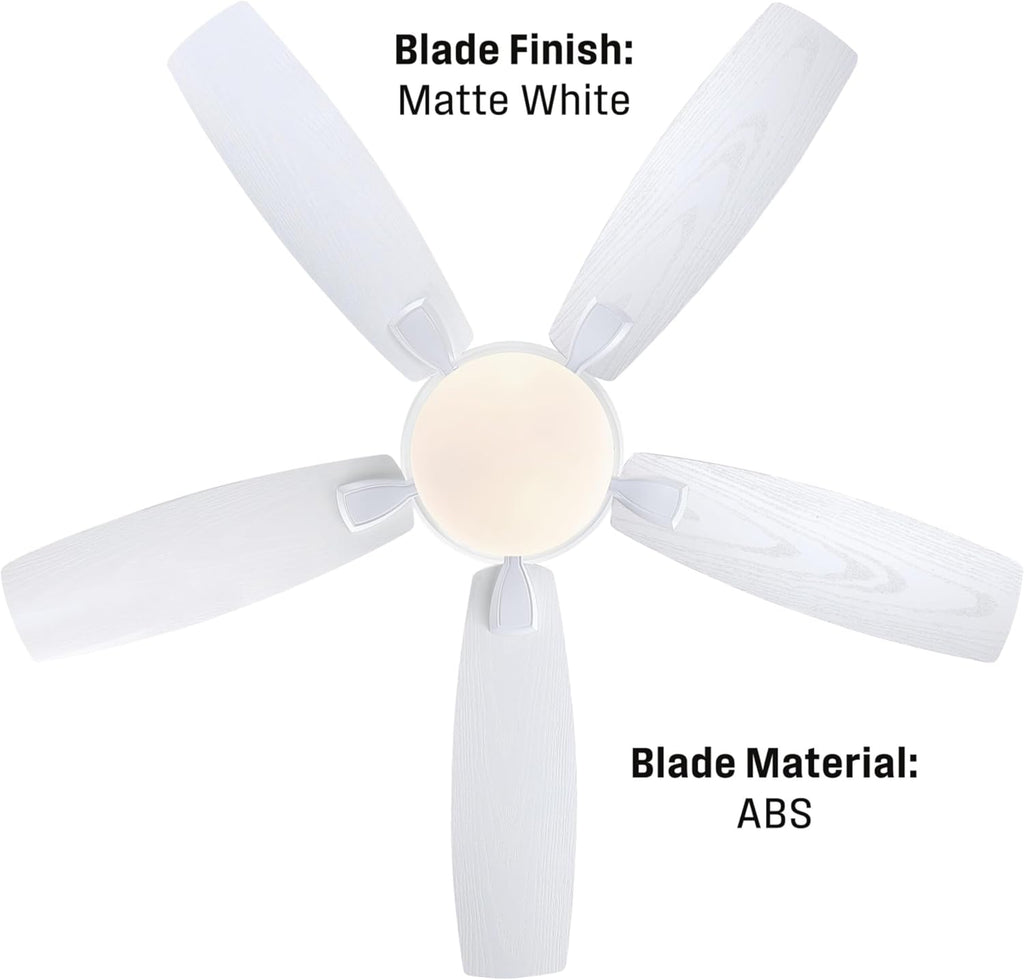 Westinghouse Lighting Contempra Indoor/Outdoor Ceiling Fan, LED Light Fixture with Opal Frosted Glass, Remote Control, 52 Inch, Matte White Finish
