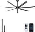 Ohniyou 84'' Ceiling Fan No Light, Black Industrial Ceiling Fan with Remote/APP, Aluminum Blades, 11000 CFM DC Motor for Shop, Warehouse, Garage, Patios