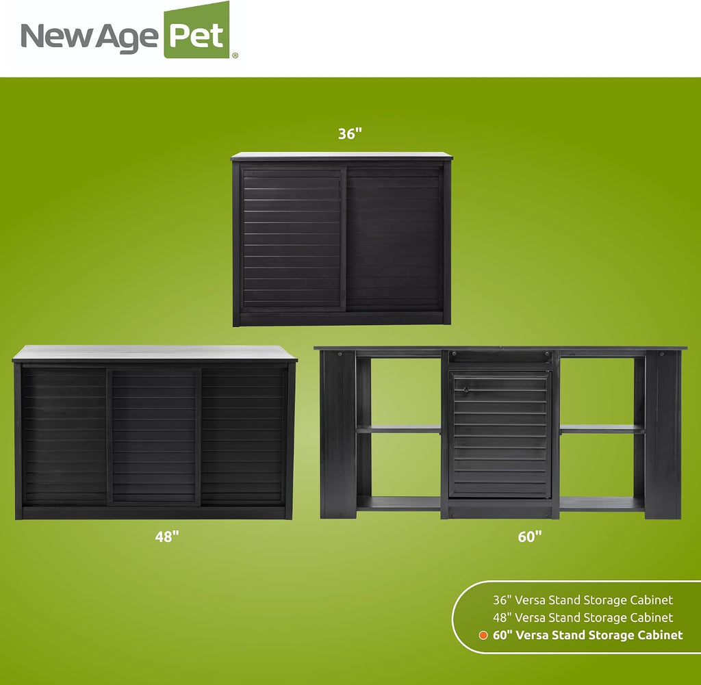 New Age Pet ECOFLEX 60' Storage Cabinet for Pets in Black, Durable Wood Plastic Composite, Non Toxic, Easy Assembly, Ideal for Bedding, Food, Toys, XL Mojave Reptile Lounge Compatible