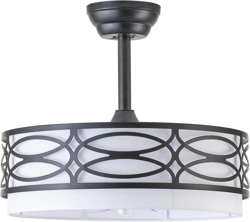 20' Black Farmhouse Ceiling Fan with Light, Caged Fandelier Ceiling Fans with Lights Remote Control with 6 Speeds for Bedroom, Living Room, Nursery