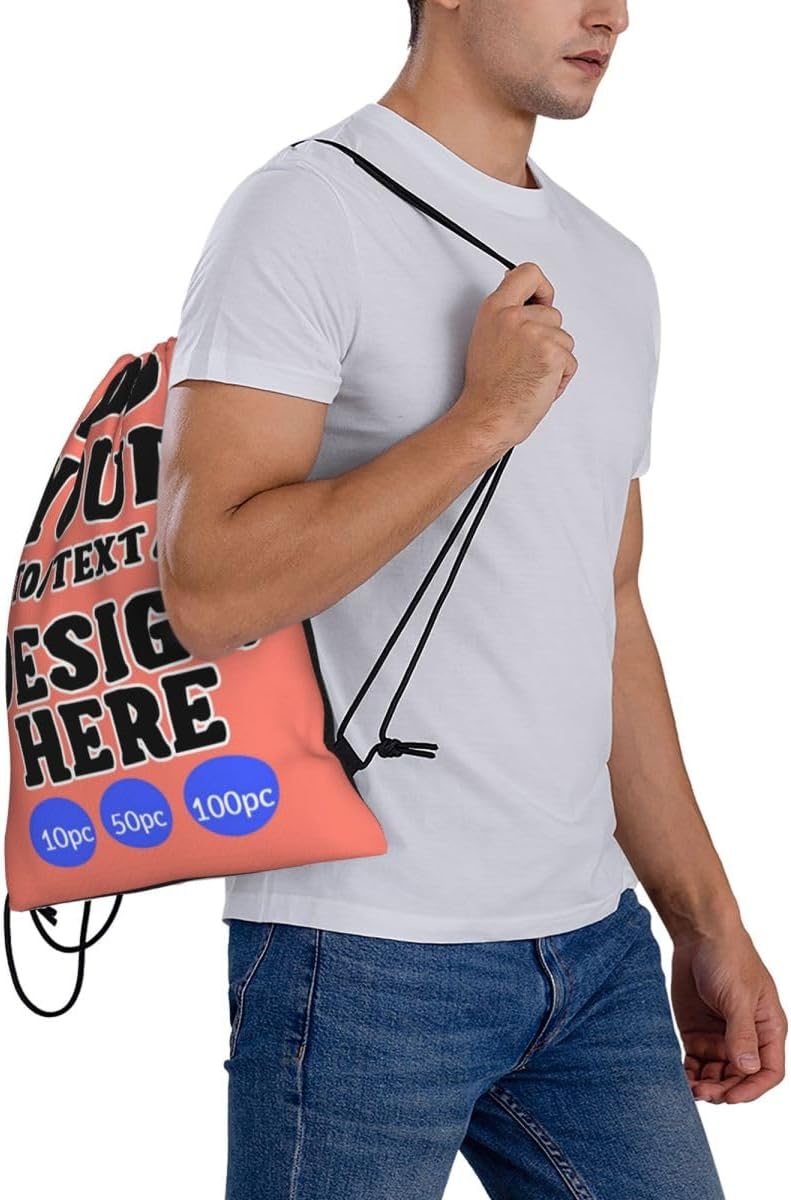 Custom 50pc Drawstring Backpacks Personalized Gym Storage Bags Promotional Items With Your Logo Draw String Bag for Travel & Everyday Style11