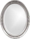 Howard Elliott Collection Queen Ann Oval Glossy Nickel Wall Mirror, Oval Bevelled Hanging Wood Framed Vanity Mirrors for Home Decor, Living Room, Bathroom, Bedroom, or Hallway, 25 x 33 Inch