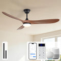 Sofucor 60 Inch Smart Ceiling Fans with Lights-Outdoor Modern Smart Ceiling Fan with Alexa/Google/APP/Remote Control, Reversible Quiet DC Motor, ABS Blade Ceiling Fan for Living Room/Farmhouse/Patios