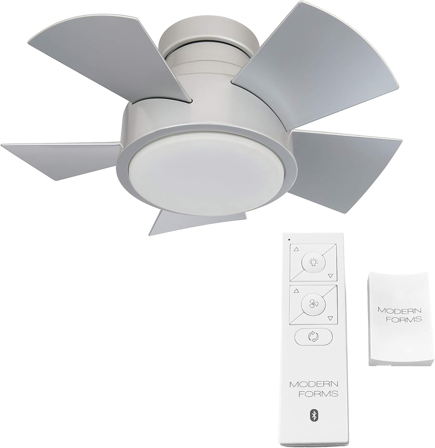Vox Indoor and Outdoor 5-Blade Smart Flush Mount Ceiling Fan 26in Titanium with 3000K LED Light Kit and Remote Control