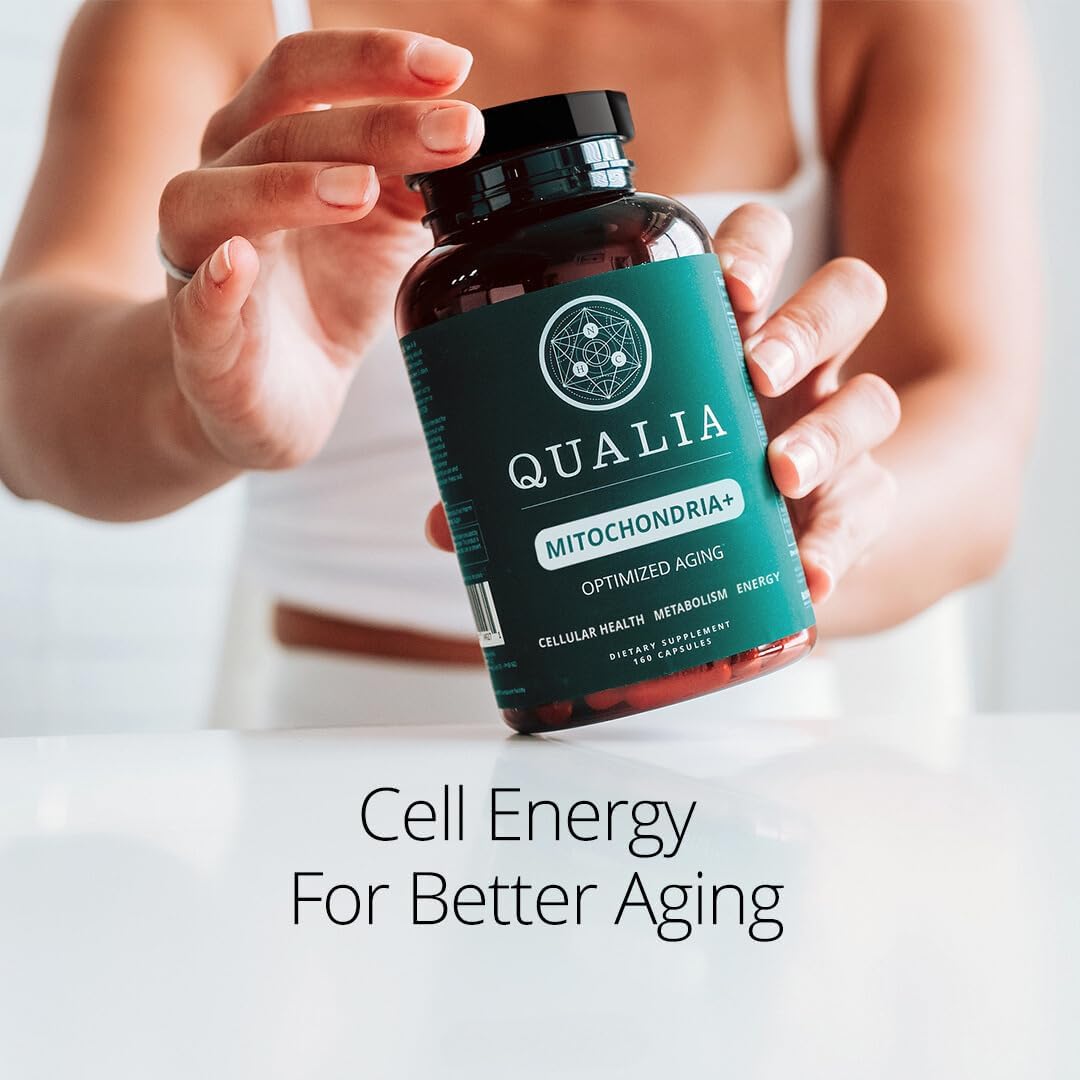 Qualia Mitochondria+ | The Most Advanced Supplement for NAD+, Cellular Energy, Metabolism & Repair for Better Aging w/35+ NAD Boosters Resveratrol & More | 160 Ct | 1 Month Supply