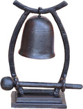 RAN Outdoor Dinner Bells with Mallet, Tabletop Hand Bell on Stand, Made of Cast Iron, Indoor Outdoor Desktop Decoration (Color : Black, Size : 6.7' x 3.1' x 8.9')