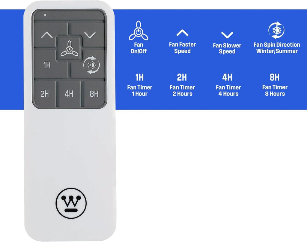 Westinghouse Lighting Oasis Tropical Ceiling Fan, 44 Inch Indoor/Outdoor Ceiling Fan with Remote Control, Matte White Finish, DC Motor