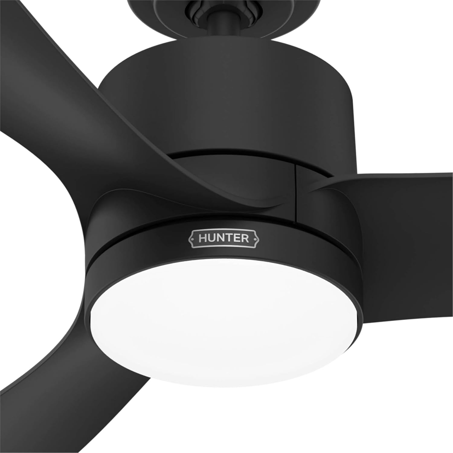 Hunter Fan 52 inch Indoor Ceiling Fan with LED Light, Matte Black Ceiling Fan with Remote, For Bedroom, Office, Kitchen, Living Room, 3 Blades (Renewed)