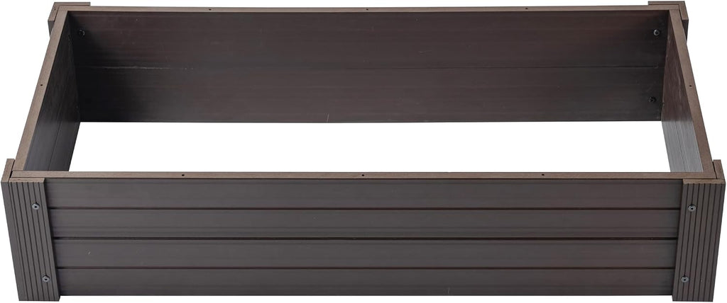 New Age Garden ECOFLEX Stackable Raised Garden Bed (2×4 ft), Open Bottom Composite Planter, Stackable, Non‑Toxic, Eco‑Friendly Walnut Finish