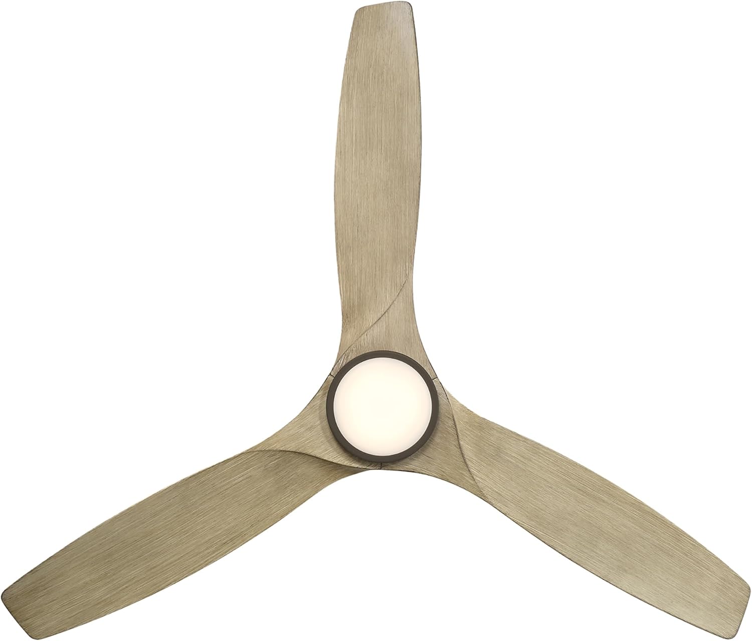 Skylark Indoor and Outdoor 3-Blade 54in Smart Flush Mount Ceiling Fan Bronze/White Oak with 2700K-3000K-4000K-5000K Selectable LED Light Kit and Remote Control works with iOS or Android App