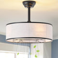 20' Black Caged Boho Fandelier Ceiling Fan with Light & Remote Control - Bladeless Chandelier Fan, 6 Speed Quiet Reversible Motor for Bedroom, Nursery, Living Room