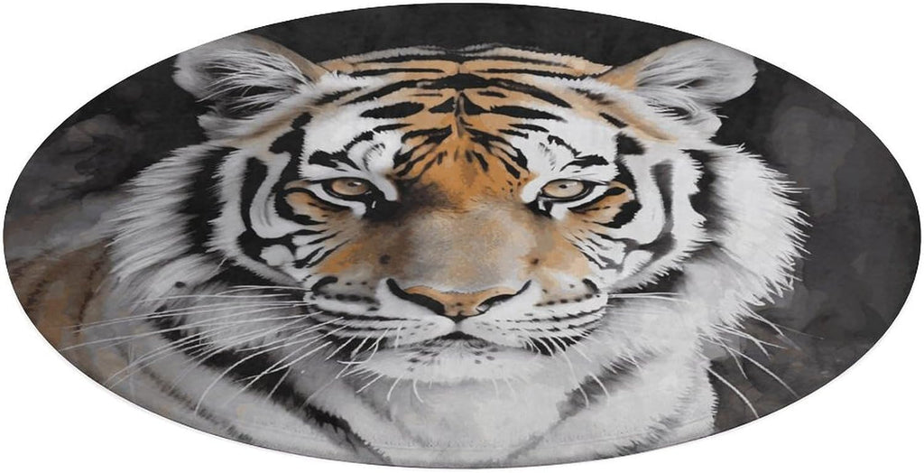 Tiger Coral Velvet Round Floor Mat Non-Slip Bath Rug Floor Covering for Bathroom Vanity Guest Suite & Vacation Home