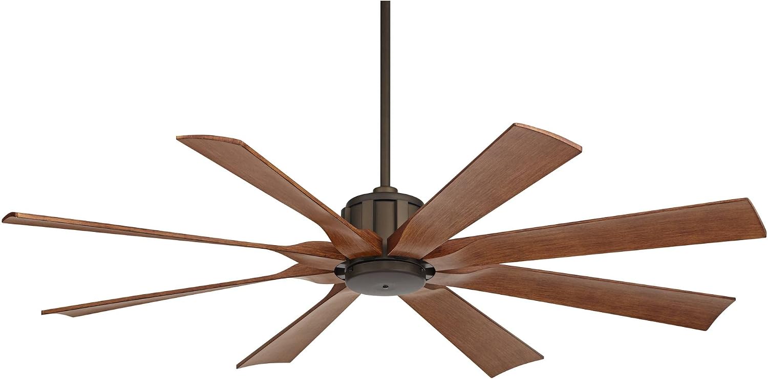 Possini Euro Design 60' Defender Industrial Rustic Farmhouse Outdoor Ceiling Fan with Remote Control Oil Rubbed Bronze Hand-Painted Koa Damp Rated for Patio Exterior House Home Porch Gazebo Garage