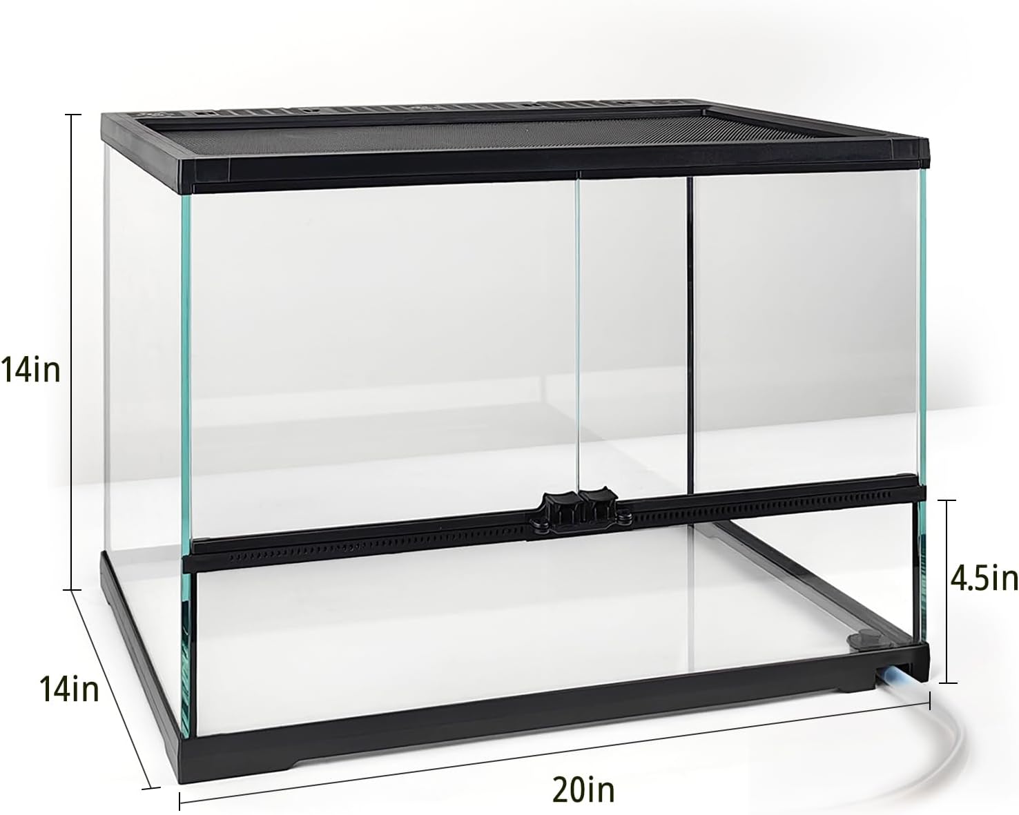 17 Gallon Reptile Glass Tank 20'x14'x14' with Drainage Hole - Pre-Assembled Reptile Cage Enclosure for Turtle,Tortoise,Hermit Crab,Bearded Dragon,Gecko,Lizard,Snake,Spider,Fish,Tarantula