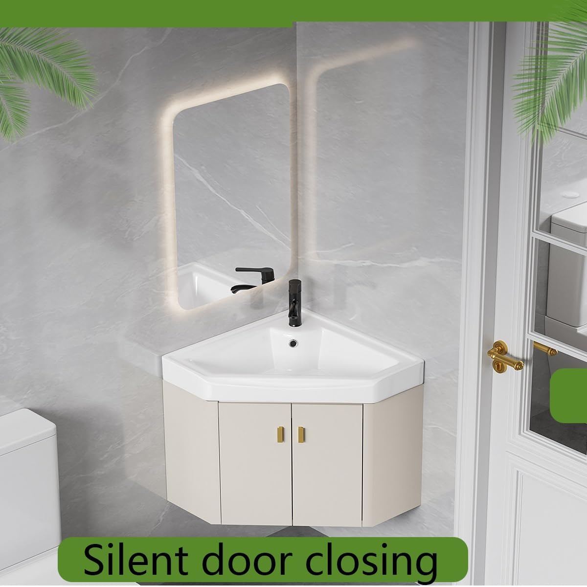 Modern Corner Bathroom Vanity，Freestanding Bathroom Vanity with Sink Set，Bathroom Sink Cabinet Easy-to-Clean，for Guest Baths Master Suites(14in)