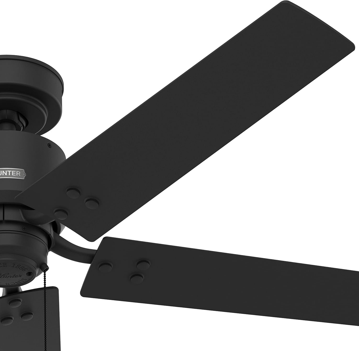 Hunter Fan 52 inch Casual Matte Black Indoor/Outdoor Ceiling Fan with 5 Blades and Pull Chain (Renewed)
