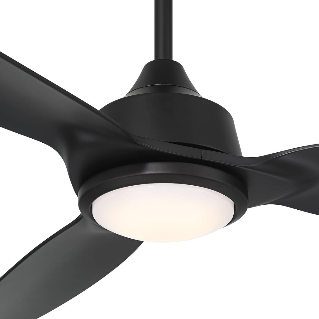 Casa Vieja 60' Revere Mid Century Modern Indoor Outdoor Ceiling Fan 3 Blade Customize LED Remote Control Matte Black Finish Blades Bedroom Patio Living Room Kitchen Damp Rated Decorative DC Motor