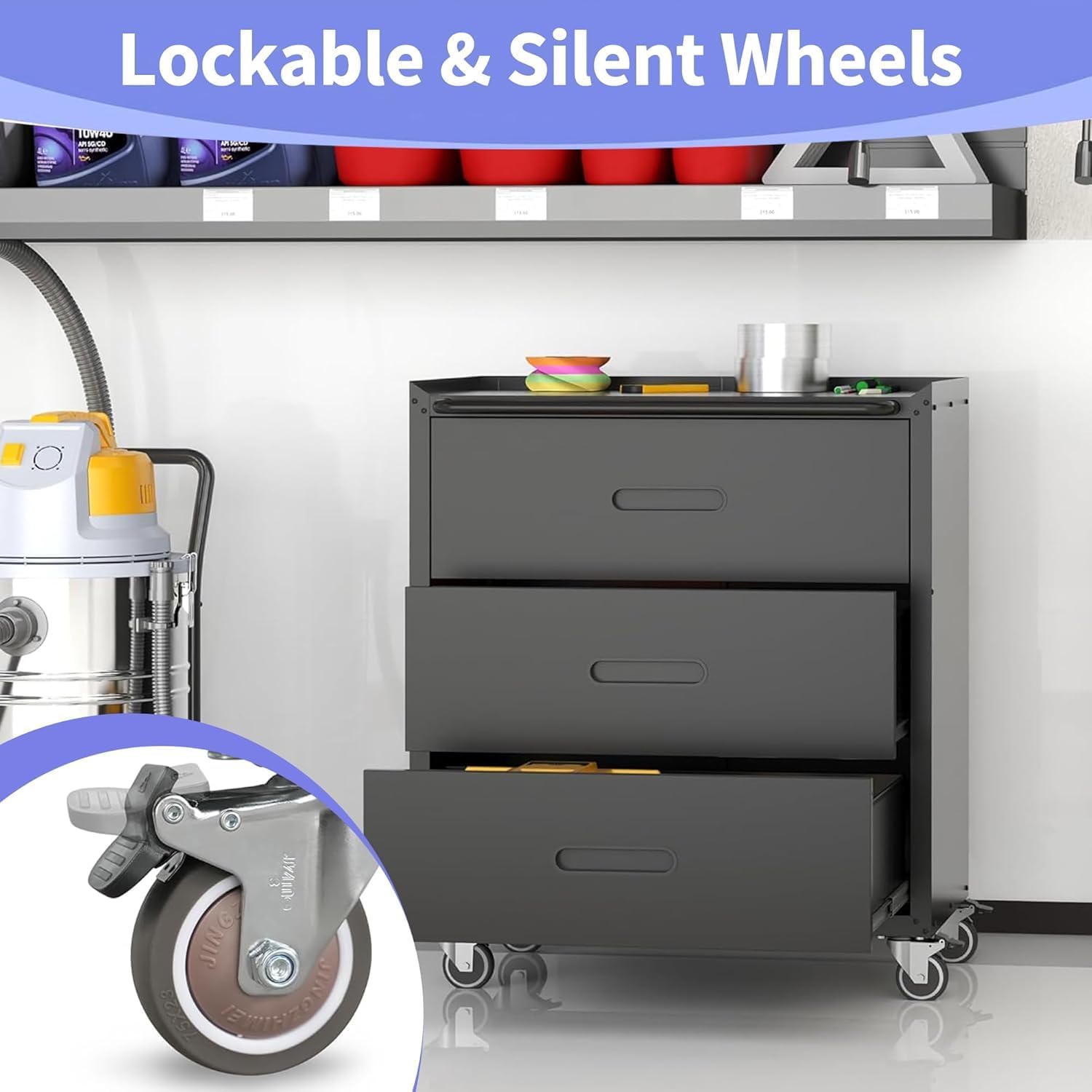 Garage Storage Cabinet System 6pcs Heavy Duty Workshop Set Wall Cabinet Lockable Rolling Tool Cabinets with Adjustable Shelves Metal Garage Storage Cabinets