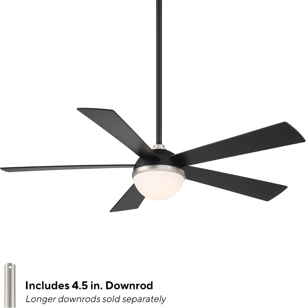 WAC F-053L-BN/MB Eclipse 54' Outdoor Ceiling Fan with LED Lights and Remote, Brushed Nickel Matte Black