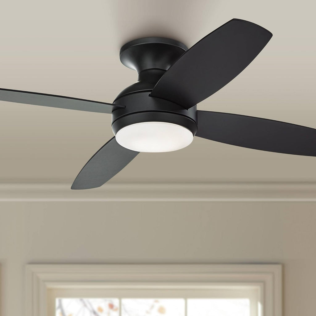 Casa Vieja 52' Casa Elite Modern Industrial Indoor Hugger Ceiling Fan with LED Light Remote Control Black Opal Glass Low Profile for House Bedroom Living Room Home Kitchen Dining Office