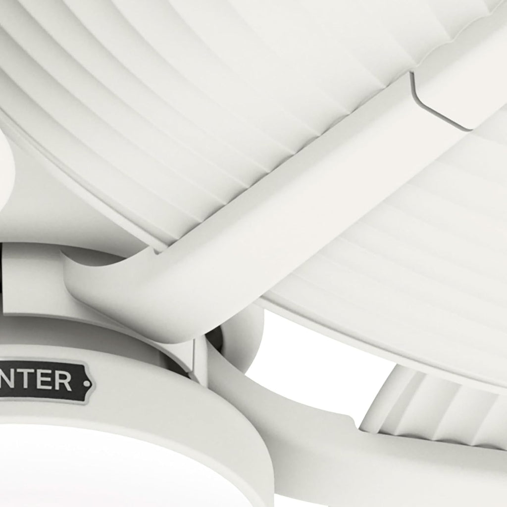 Hunter - Tropic View Indoor/Outdoor Ceiling Fan With Light, Wall Control, 52-inch Coastal-style, 6-speed DC Motor, for porches, patios, sunrooms, bathrooms (Matte White)