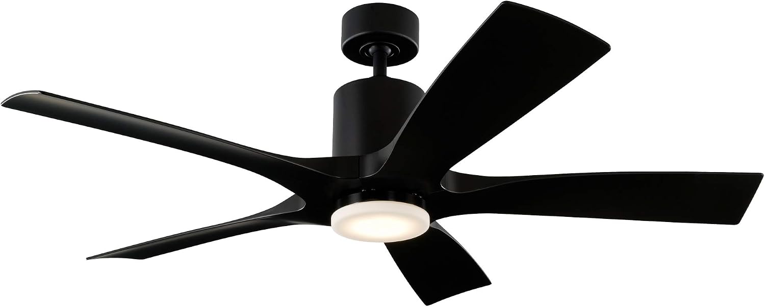 Modern Forms Aviator 5-Blade 54 in Smart Indoor and Outdoor Smart Down rod Ceiling Fan Matte Black with Remote Control (Light Kit Sold Separately)