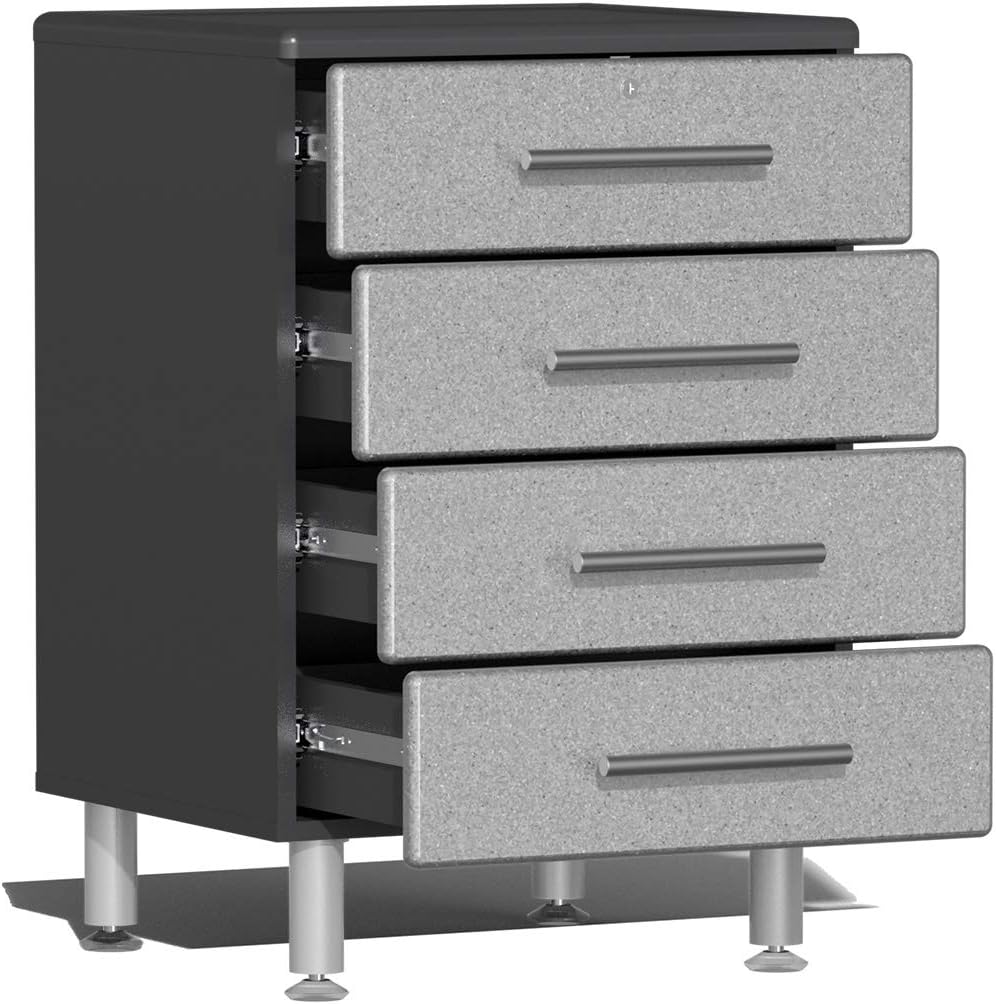 Ulti-MATE UG22162S 16-Piece Garage Cabinet Kit with Bamboo Worktops in Stardust Silver Metallic