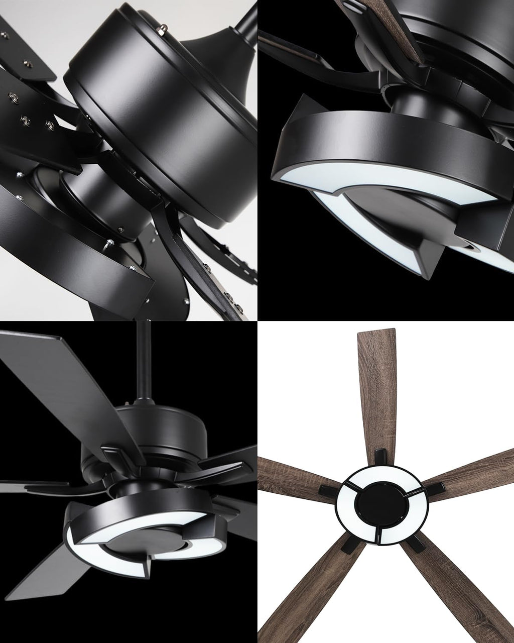 Ceiling Fans with Lights and Remote - Creative Black 52 inch Ceiling Fan with Light, 3CCT, 6 Speeds, Dual-Sided Reversible 5 Blades Indoor Outdoor Modern Chandelier Fan for Bedroom Living Room