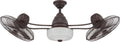 Craftmade 48' Bellows II BW248AG6 Outdoor Damp Rated Dual Head Ceiling Fan, Aged Bronze Finish, Integrated Light Kit, 2 x Dimmable 9W LED Bulbs, Optional Cap Included; Remote and Wall Control Included
